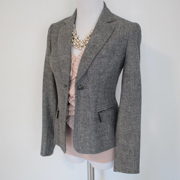 Anne Klein Jackets & Blazers - ANNE KLEIN Size 2P Gray Tweed Suit Jacket Blazer